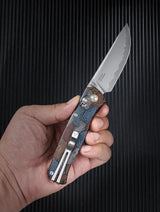 SRM Knives 255L Ambi Lock Damascus - Ambidextrous Lock Knife With Damascus Pattern Blade And G10 Handle by SRM Knives
