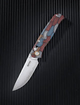 SRM Knives 255L Ambi Lock Damascus - Ambidextrous Lock Knife With Damascus Pattern Blade And G10 Handle by SRM Knives