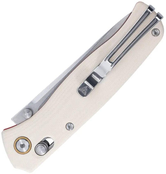 SRM Knives 255L-GK Ambi Lock White Pocket Knife - Ambidextrous Locking, Ivory G10 Handle by SRM Knives