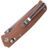 SRM Knives 255L Ambi Lock Brown G10 Knife - Ambidextrous Lock For Easy One Hand Deployment And Damascus Blade by SRM Knives