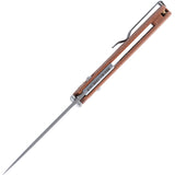 SRM Knives 255L Ambi Lock Brown G10 Knife - Ambidextrous Lock For Easy One Hand Deployment And Damascus Blade by SRM Knives