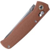 SRM Knives 255L Ambi Lock Brown G10 Knife - Ambidextrous Lock For Easy One Hand Deployment And Damascus Blade by SRM Knives
