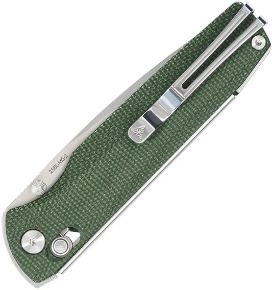 SRM Knives Terrier Ambi Lock Green 258L-MG2 - Ambidextrous Lock Knife With Laminated Powdered Steel Blade by SRM Knives