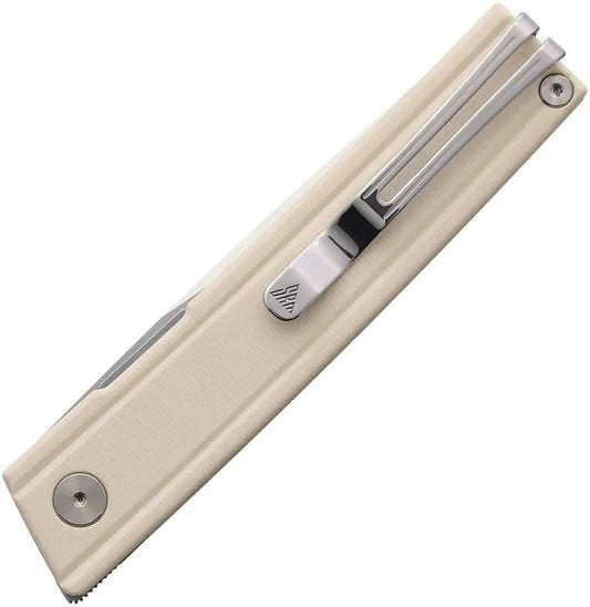 SRM Knives Gent Linerlock Ivory 401LC-GT - Satin 10Cr15CoMoV Blade With Ivory G10 Handle And Extended Tang by SRM Knives