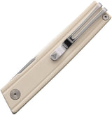 SRM Knives Gent Linerlock Ivory 401LC-GT - Satin 10Cr15CoMoV Blade With Ivory G10 Handle And Extended Tang by SRM Knives