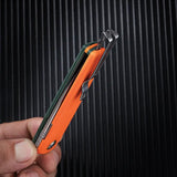 SRM Knives Qrick Linerlock Green And Orange G10 Handles - 3.25in Satin 14C28N Blade, Pocket Clip by SRM Knives