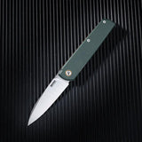 SRM Knives Qrick Linerlock Green And Orange G10 Handles - 3.25in Satin 14C28N Blade, Pocket Clip by SRM Knives