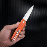 SRM Knives Qrick Linerlock Green And Orange G10 Handles - 3.25in Satin 14C28N Blade, Pocket Clip by SRM Knives