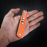 SRM Knives Qrick Linerlock Green And Orange G10 Handles - 3.25in Satin 14C28N Blade, Pocket Clip by SRM Knives