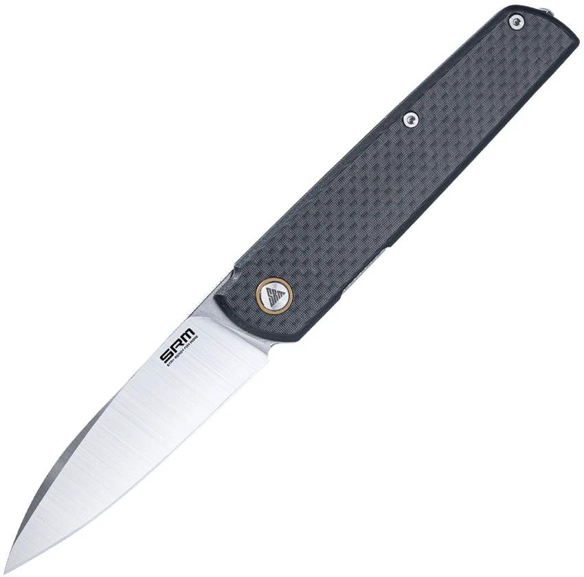 SRM Knives Qrick Linerlock Blk G10/CF 408L-KB by SRM Knives