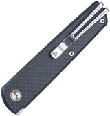 SRM Knives Qrick Linerlock Black G10/CF 408L-KB - Carbon Fiber Overlay Handle With Extended Tang by SRM Knives