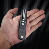 SRM Knives Qrick Linerlock Black G10/CF 408L-KB - Carbon Fiber Overlay Handle With Extended Tang by SRM Knives