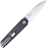 SRM Knives Qrick Linerlock Black G10/CF 408L-KB - Carbon Fiber Overlay Handle With Extended Tang by SRM Knives