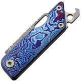 SRM Knives Damascus Slip Joint 6435-TL - Timascus Handle, Damascus Blade, Bottle Opener, Lanyard Hole by SRM Knives
