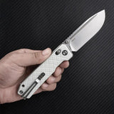 SRM Knives Rubik Ambi Lock White 7228BGT - Ambidextrous Lock Knife White G10 Handle by SRM Knives