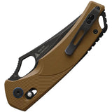 SRM Knives 9202 Ambi Lock 9202-GW - D2 Tool Steel Blade With Brown G10 Handle And Thumb Pull Clip by SRM Knives