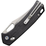 SRM Knives 9203 Ambi Lock Black Micarta - Ambidextrous Lock Folding Knife With Satin 10Cr15CoMoV Clip Point by SRM Knives