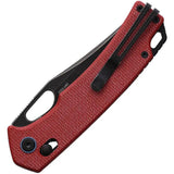 SRM Knives 9203 Ambi Lock Red Micarta - Ambidextrous Locking Knife With Red Canvas Micarta Handle by SRM Knives