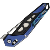 SRM Knives Mecha 9225 Blue Folding Knife - Bead Blast D2 Blade Extended Tang G10 Handle by SRM Knives
