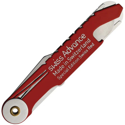 Swiss Advance CRONO N5 Multi Tool - Red Stainless Handle 9In1 Tools Bottle Opener Hex Driver Ruler Cheese Knife Fork by Swiss Advance