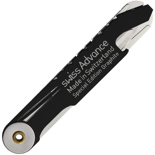 Swiss Advance CRONO N5 Multi Tool - Compact Black Stainless Handle With Bottle Opener, Wire Stripper, Ruler by Swiss Advance