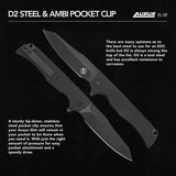 StatGear Ausus-Slim Linerlock - Slim EDC Knife With D2 Tool Steel Blade And Black G10 Handle by StatGear