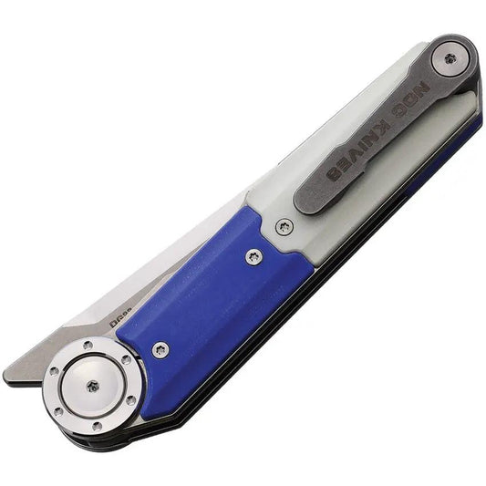Stedemon NOC DG23 Linerlock - Blue White G10 Handle, 440C Tanto Blade, Extended Tang Pocket Clip by Stedemon