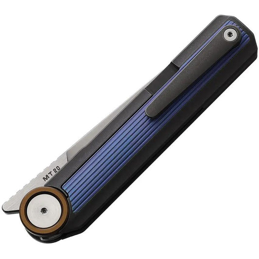 Stedemon NOC MT20 Framelock - Bohler M390 Stainless Tanto Blade, Blue Titanium Handle by Stedemon