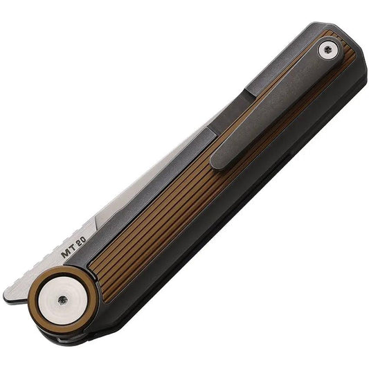 Stedemon NOC MT20 Framelock - Bohler M390 Tanto Blade With Bronze Gray Titanium Handle Extended Tang by Stedemon