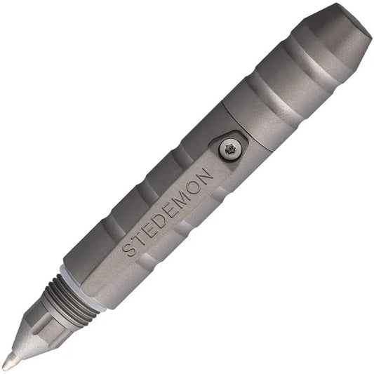 Stedemon EDC Tactical Pen Blasted P01BLS - Titanium Construction With Glass Breaker And Clip by Stedemon
