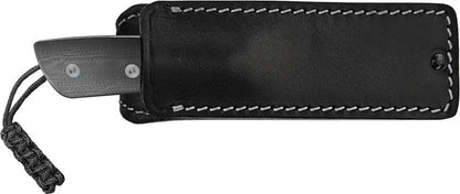 Straight Line Digger Fixed Blade Knife - Stonewashed 14C28N Sandvik Stainless, Black G10 Handle, Full Tang by Straight Line