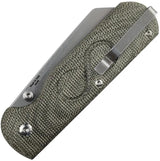 Straight Line Rox Button Lock Knife - Stonewash Finish Green Micarta Handle M390 Blade RX-GC by Straight Line