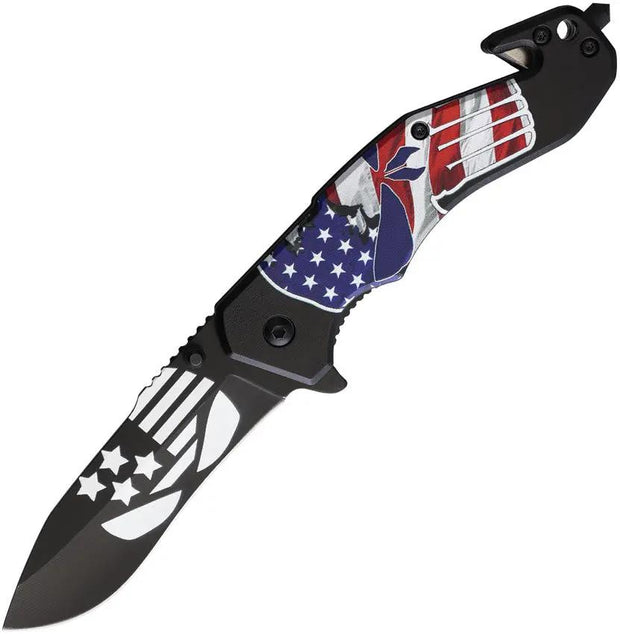 S TEC Skull Linerlock Assisted Opening Knife For EDC Enthusiasts With Bold Skull Artwork by S-TEC
