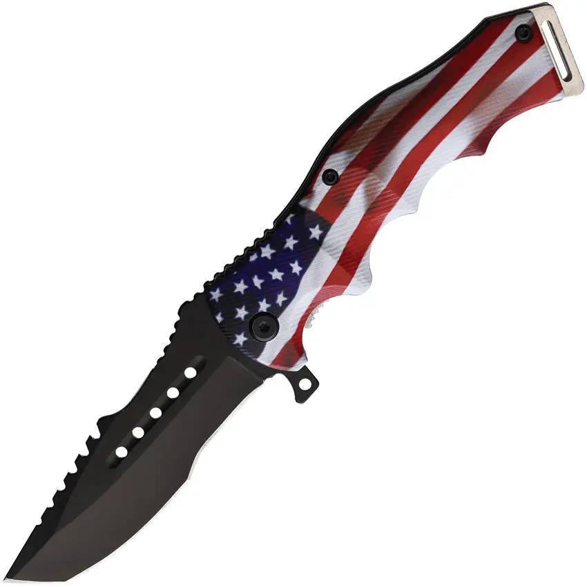 S-TEC Linerlock Assisted Opening Knife With USA Flag Artwork For EDC Enthusiasts by S-TEC