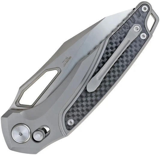 Defcon Recon Axis Lock Folding Knife - Gray Titanium Handle With Carbon Fiber Inlay, M390 Satin Blade by Defcon