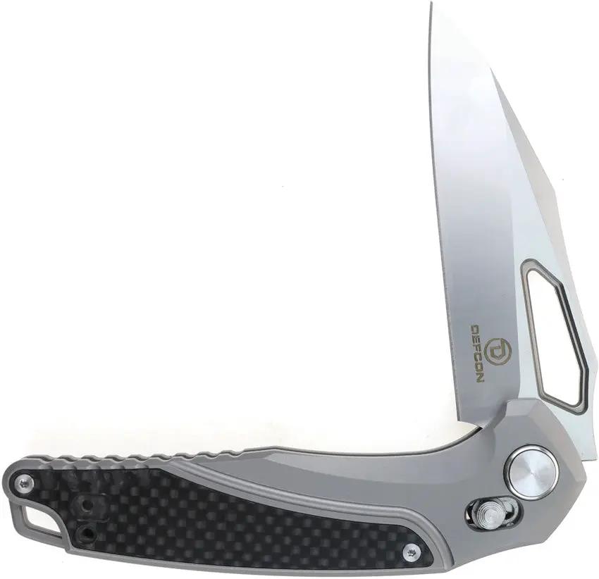 Defcon Recon Axis Lock Folding Knife - Gray Titanium Handle With Carbon Fiber Inlay, M390 Satin Blade by Defcon