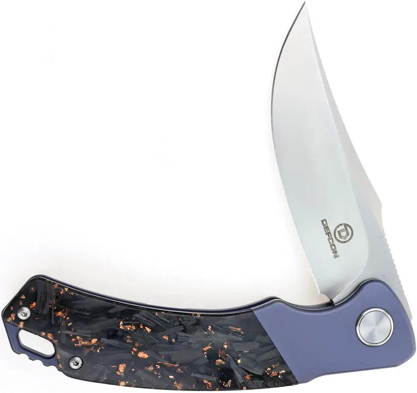 Defcon Condor Framelock Knife Blue Titanium Handle With Copper Foil Carbon Fiber Inlay And M390 Blade by Defcon