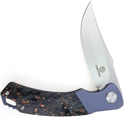 Defcon Condor Framelock Knife Blue Titanium Handle With Copper Foil Carbon Fiber Inlay And M390 Blade by Defcon