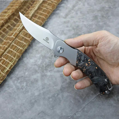 Defcon Condor Framelock Copper Foil TF9400 - Gray Titanium Handle With Copper Foil Carbon Fiber Inlay by Defcon