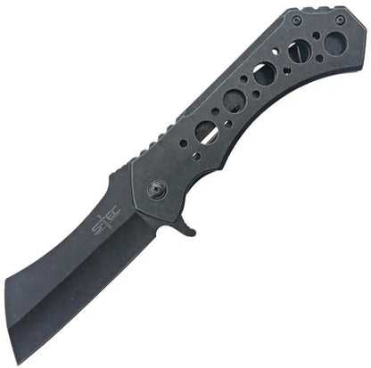 S TEC Framelock Cleaver TS004L 7 Inch Closed 5 Inch Premium 440 Stainless Blade with Extended Tang and Pocket Clip EDC by S-TEC