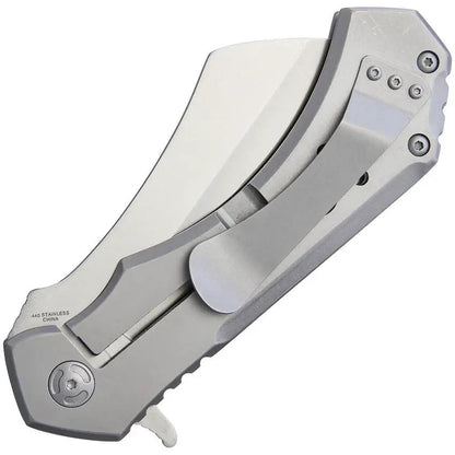 S-TEC Framelock Cleaver Knife TS004SL For Tactical EDC Enthusiasts With 5 Inch Stonewash Blade Extended Tang Pocket Clip by S-TEC