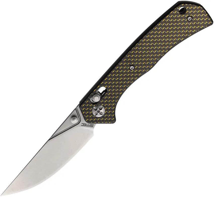 S-TEC Axis Lock Knife TS023 Gold Carbon Fiber Handle D2 Blade For Everyday Carry Enthusiasts by S-TEC