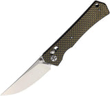 S-TEC Axis Lock Folding Knife TS024 Carbon Fiber Gold Handle For EDC Enthusiasts, 4.5in Closed, 3.5in Satin D2 Blade by S-TEC
