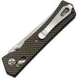 S-TEC Axis Lock Folding Knife TS024 Carbon Fiber Gold Handle For EDC Enthusiasts, 4.5in Closed, 3.5in Satin D2 Blade by S-TEC