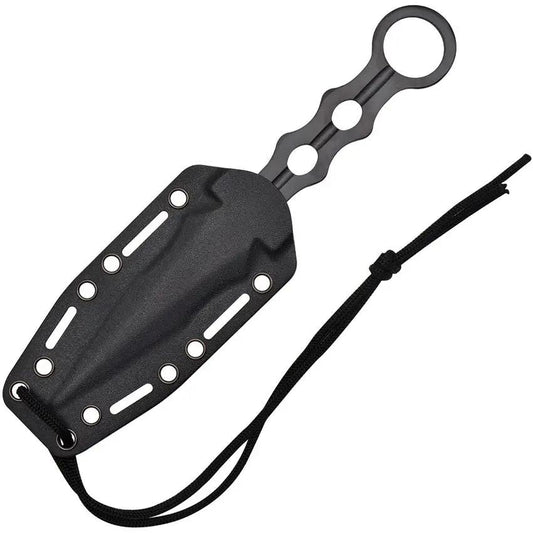 S-TEC Tactical Throwing Knife TS200BK 9in One-Piece 2.5in Double Edge Blade Finger Ring Black for Outdoor Survivalists by S-TEC