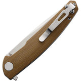 S-TEC Linerlock Folding Knife TS500BR Brown G10 Handle For EDC Satin Blade 14C28N Extended Tang Pocket Clip by S-TEC