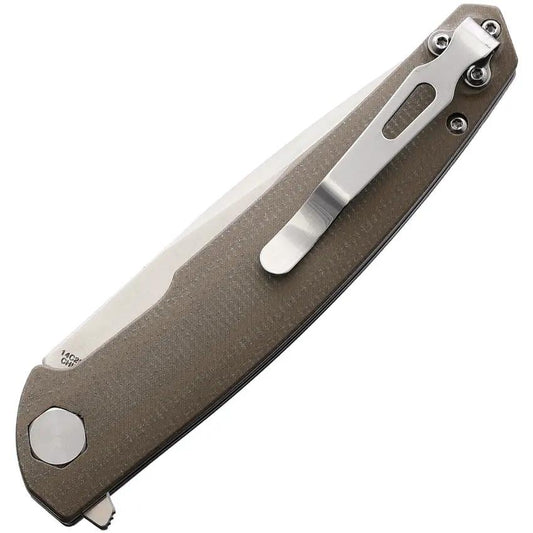 S-TEC Linerlock Kangaroo TS500K Folding Knife For EDC Satin 14C28N Blade G10 Handle With Extended Tang by S-TEC