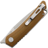S-TEC Linerlock Folding Knife TS501BR Satin Blade Three And A Half Inch 14C28N Sandvik Stainless Brown G10 Handle EDC by S-TEC