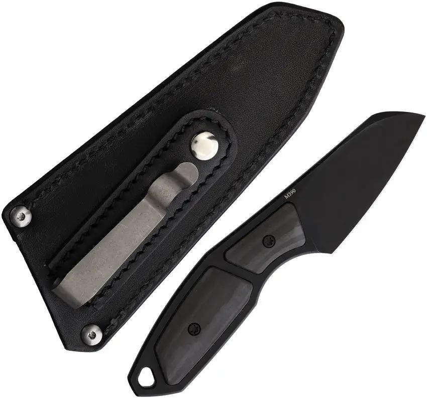 Suprlativ Hella Fixed Blade Camo CF - Black PVD Coated Bohler M390 Blade With Titanium Handle Full Tang by Suprlativ