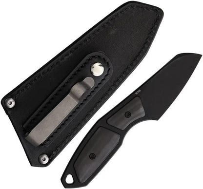 Suprlativ Hella Fixed Blade Camo CF - Black PVD Coated Bohler M390 Blade With Titanium Handle Full Tang by Suprlativ